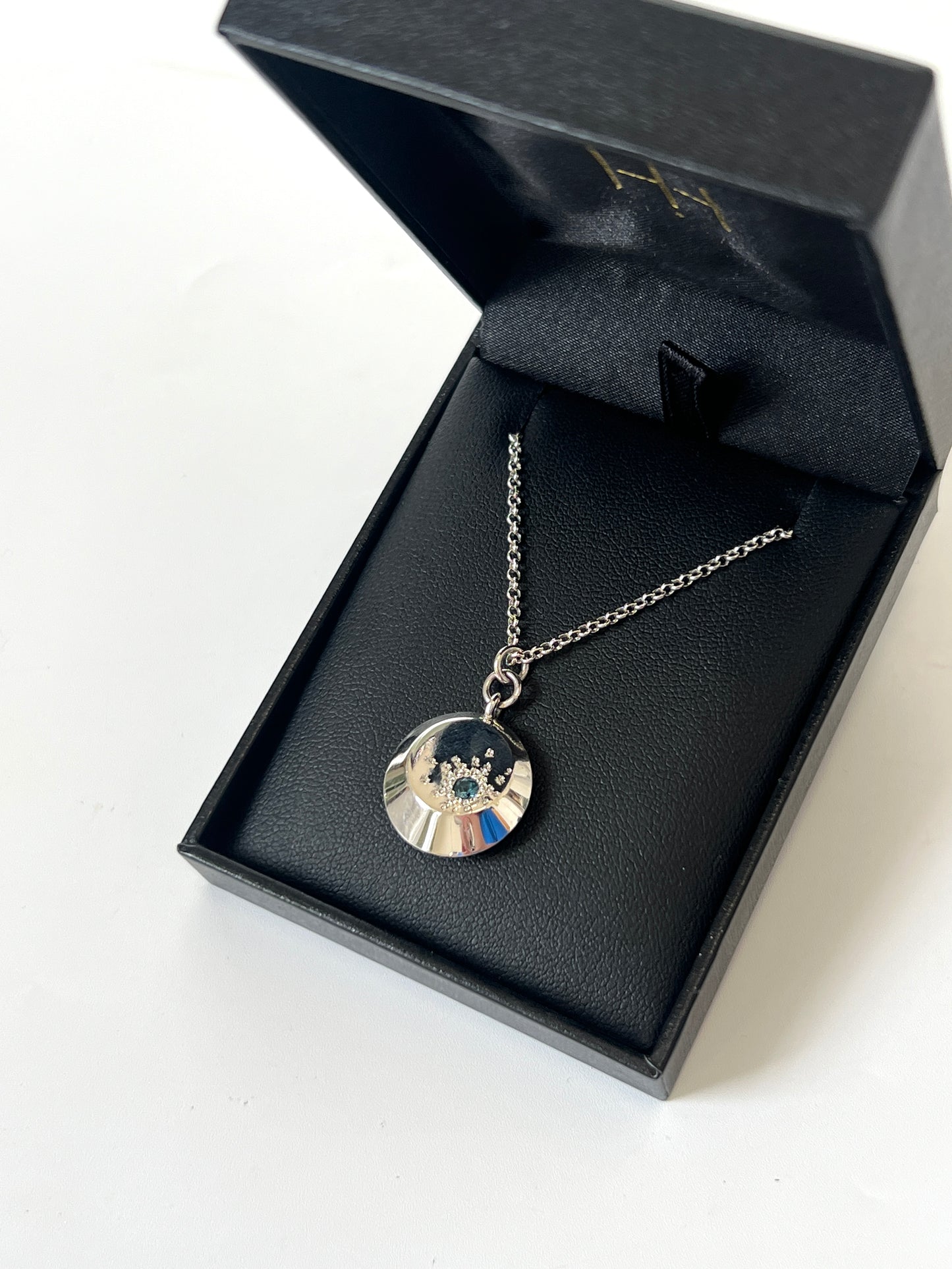 Starburst Profile Pendant Necklace with London Blue Topaz HH052