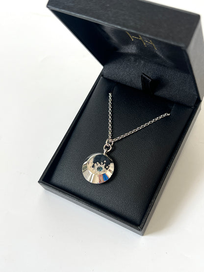 Starburst Profile Pendant Necklace with London Blue Topaz HH052