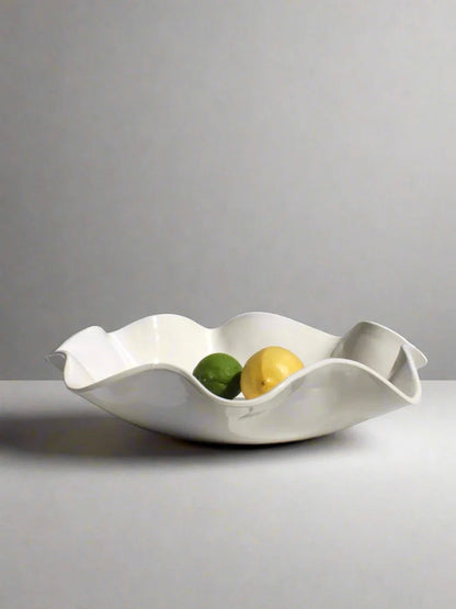Large Ceramic "Ruffle" Bowl in White by Formantics