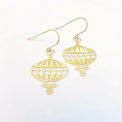 Mini Christmas Bauble Earrings in Gold