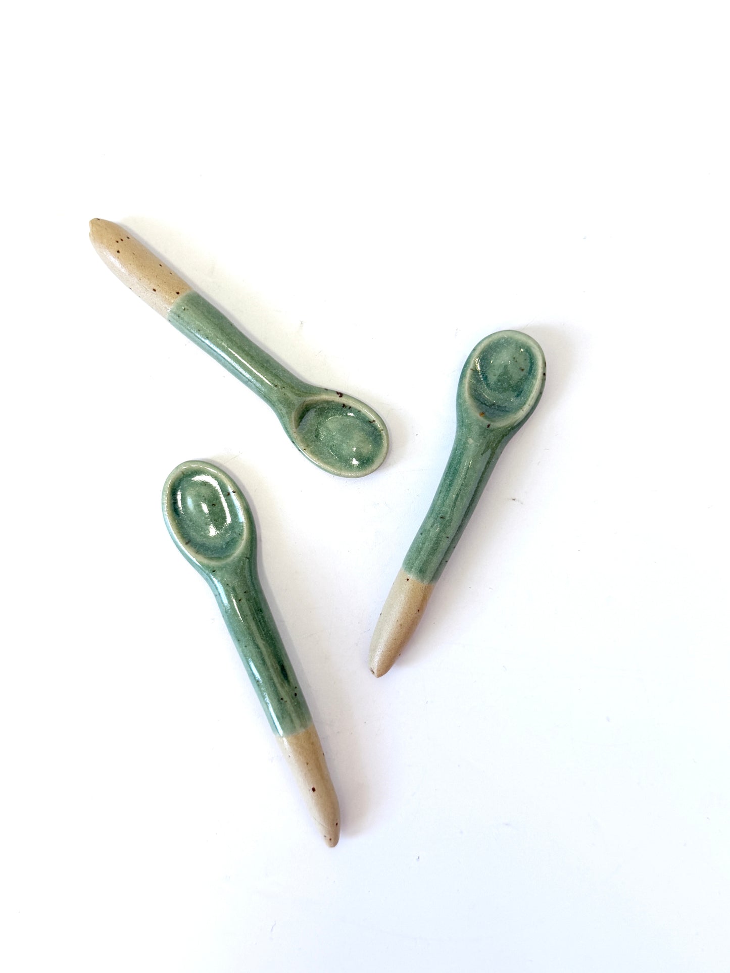 Green Handmade Ceramic mini Spoon