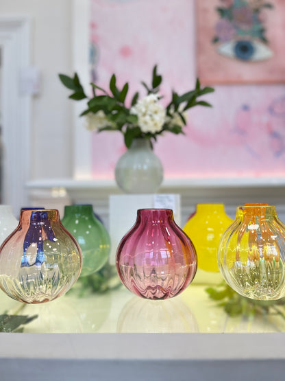 Handblown Glass "Dodici" Vase - clear & light iris