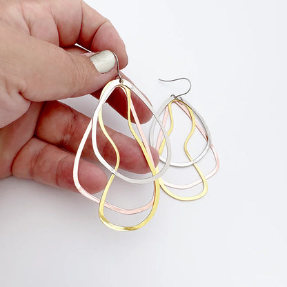 Tri-Shape Earrings in Mixed Metals