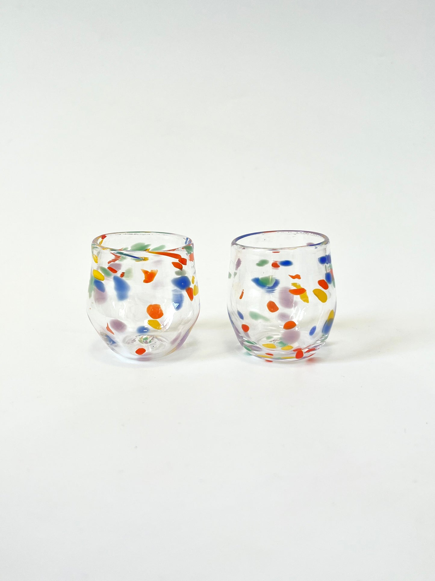 Pair of Handblown Shot Glasses - Rainbow Speckle