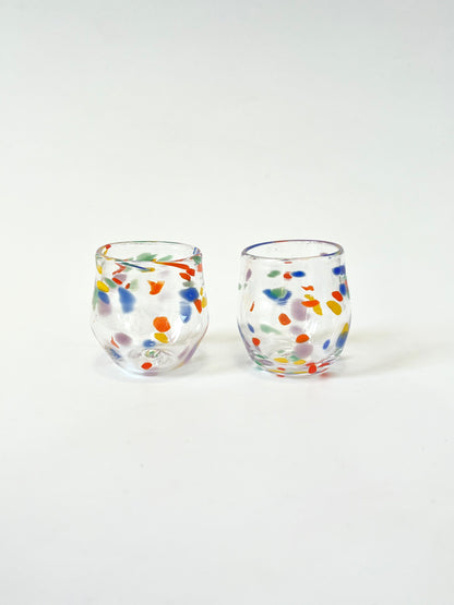 Pair of Handblown Shot Glasses - Rainbow Speckle