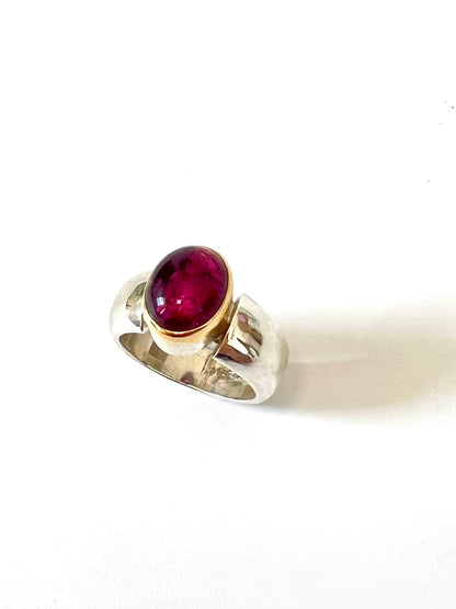 Cabochon Tourmaline in Yellow & Sterling Silver (CI-008)