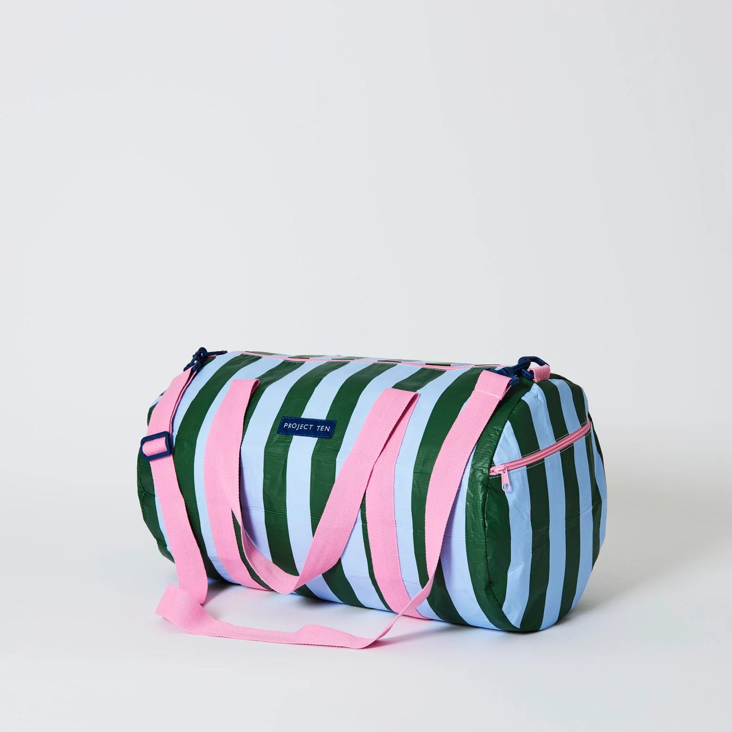 Barrel Bag - Green Blue Stripe