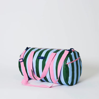 Barrel Bag - Green Blue Stripe