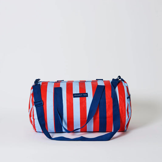 Barrel Bag - Red & Blue Stripe