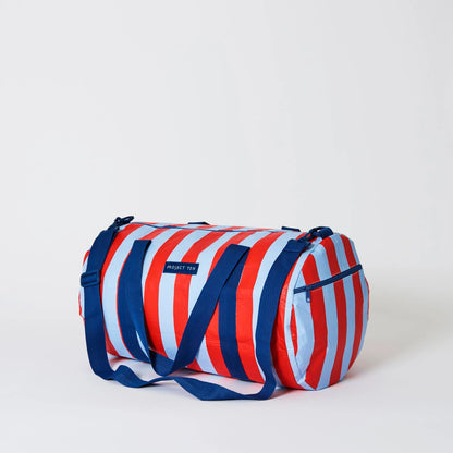 Barrel Bag - Red & Blue Stripe