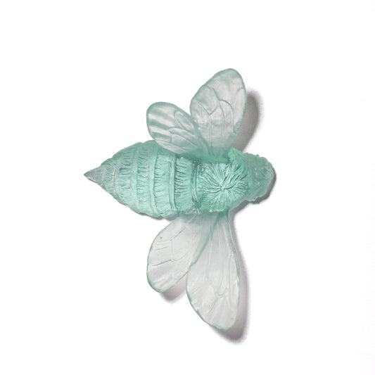 Bee (Wings Out) - Pale Jade - Glass artwork by Luke Jacomb