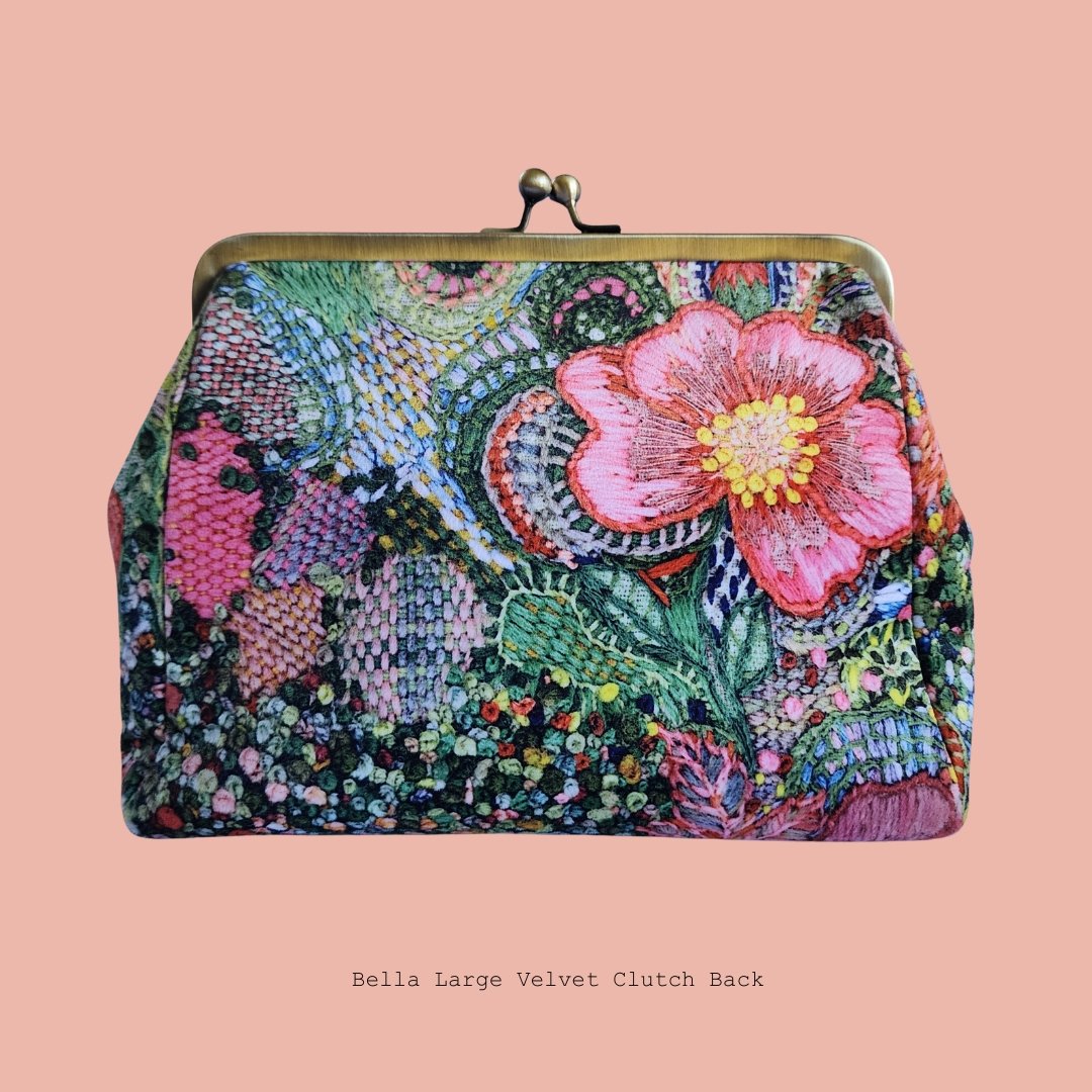 'Bella' Velvet Large Clutch Bag by Fleur Woods