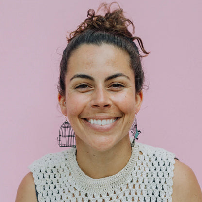 Birdcage & Bird Earrings in Black & Duck Egg Blue