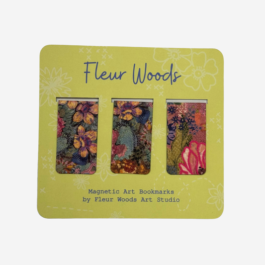 Magnetic Bookmarks (Set of 3) ' Meadow' print by Fleur Woods