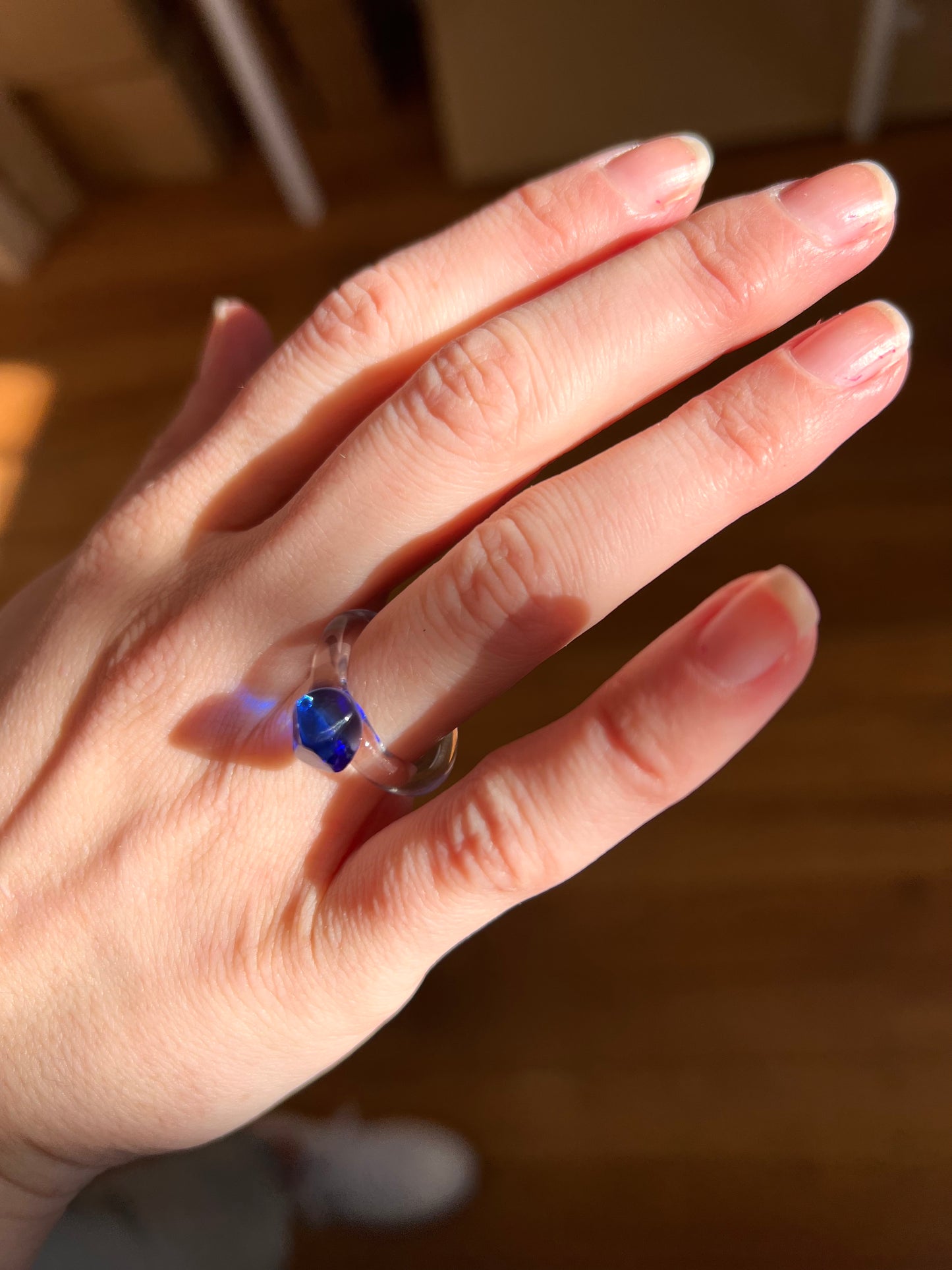 Glass Facet Ring - Blue