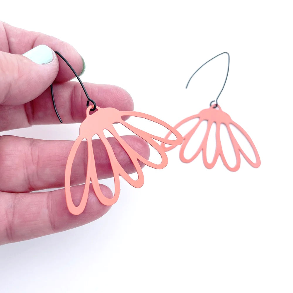 Echinacea Flower Earrings in Coral