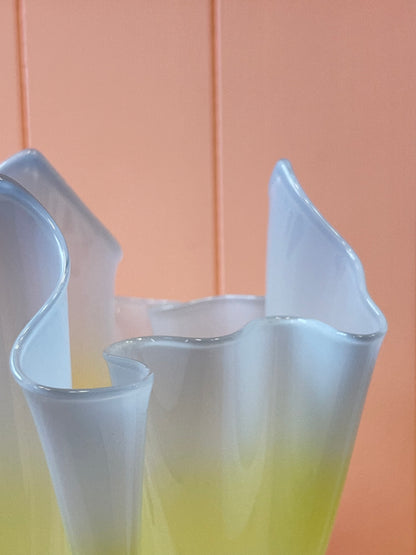 Handblown Glass Fazzoletto Bowl - Blue / Green
