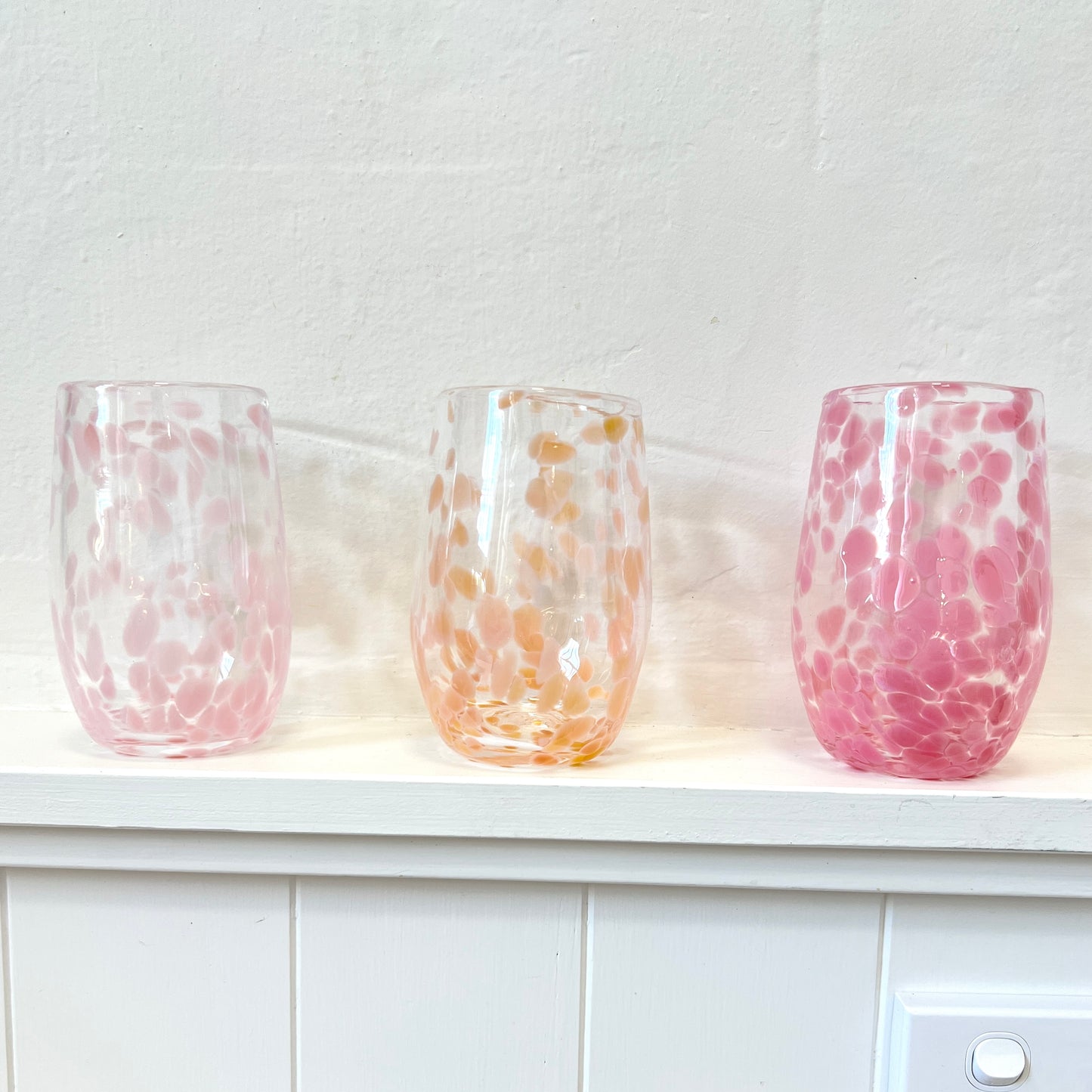 Handblown Glass Tumbler - Soft Pink