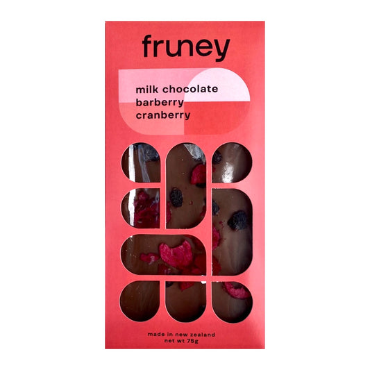 Milk Chocolate, Barberry & Cranberry Bar - 75g