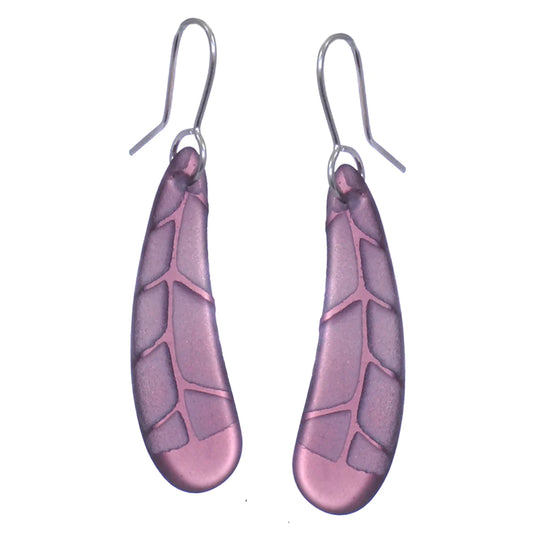 Huia Feather Earrings - Purple Glass