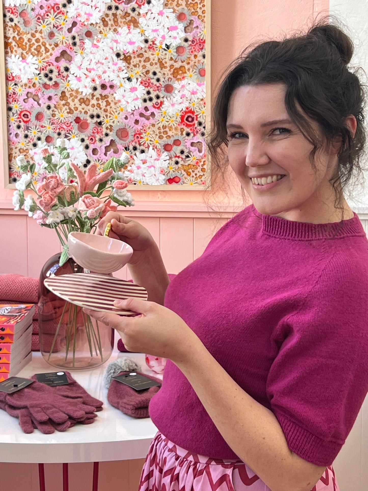 Cotton/Merino blend "Hansa"  Tee - Cerise