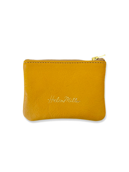 Leather Coin Purse - 12cm - Sunshine Mustard Yellow