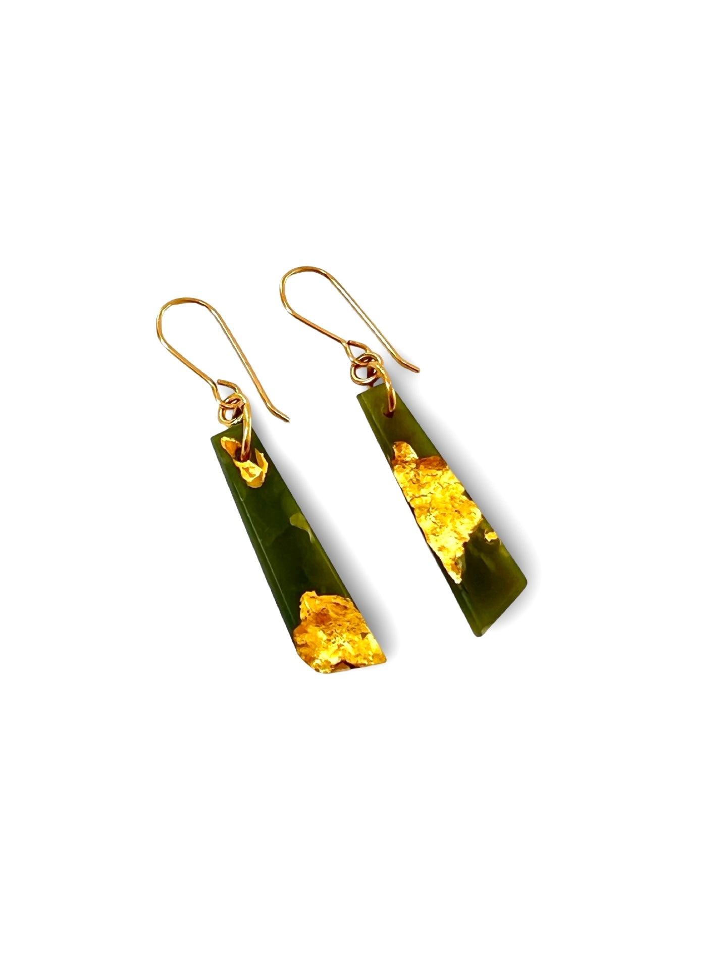 Gold Tipped Varied Shaped Pounamu Earrings (EA-GTV1)