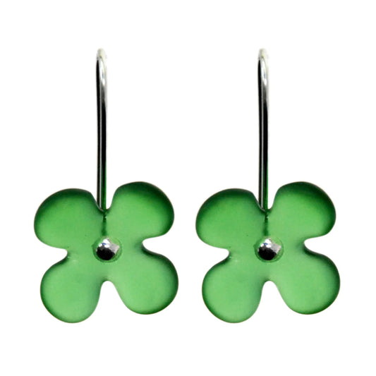 Hydrangea Flower Earrings - Green glass