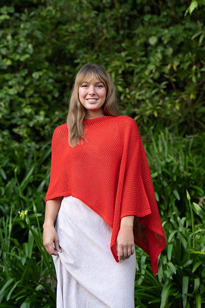 Cotton Merino Mesh Poncho / Mandarin