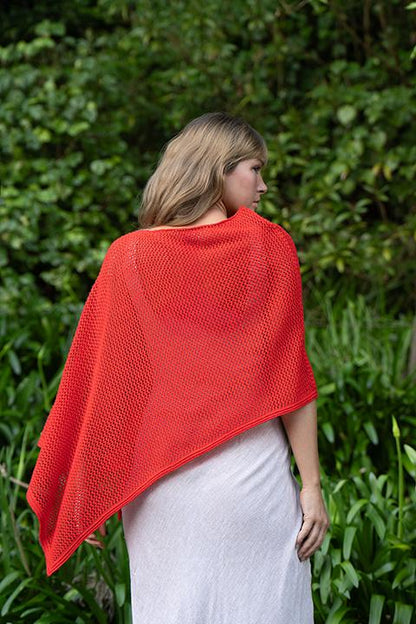 Cotton Merino Mesh Poncho / Mandarin