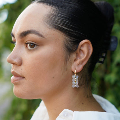Clover Huggie Earrings - Pearl