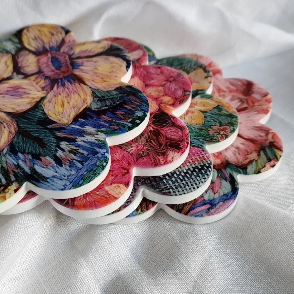 Set of 4 Coasters -  'Meadow' Print by Fleur Woods Art