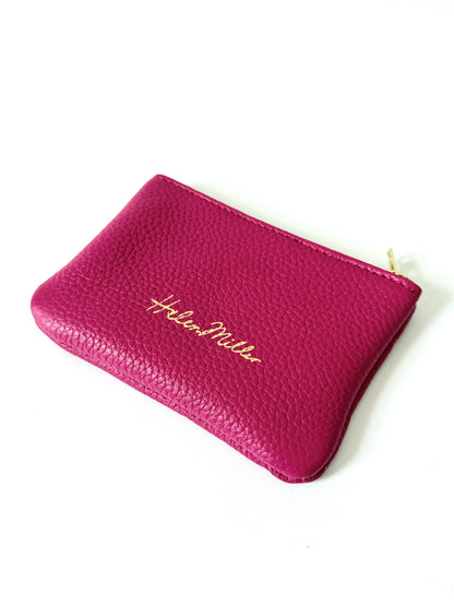 Coin Purse 12cm - Fuchsia Leather