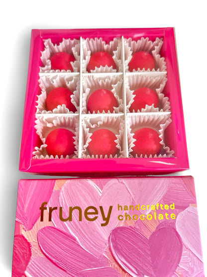 Raspberry & Mint White Chocolate Bonbons - Handcrafted  Box of 9