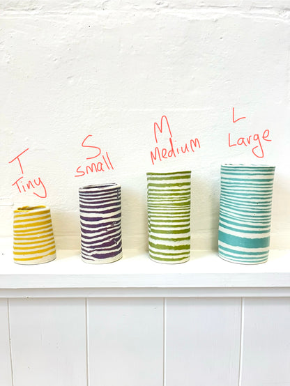 Ceramic Nerikomi Skinny Vase - Small - Orange Stripe