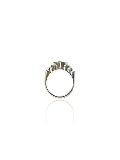 Temple Ring, Sterling Silver & Garnet: Size Q 3/4
