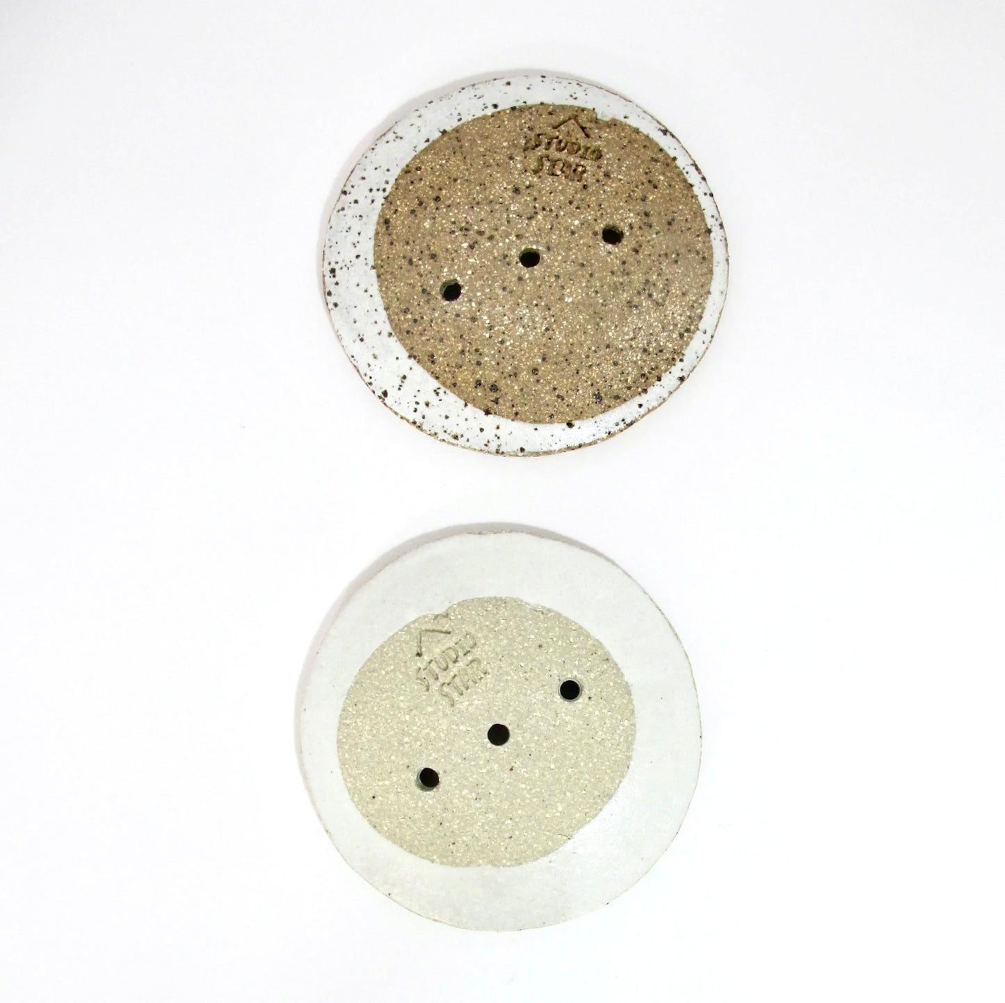 Round Ceramic Soap Dish - White