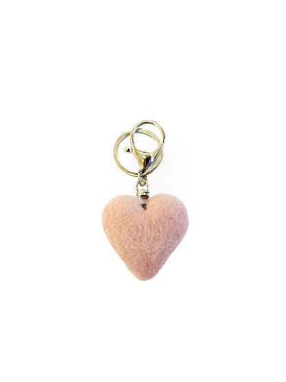 Blush Heart Felted Wool Keyring/Clip
