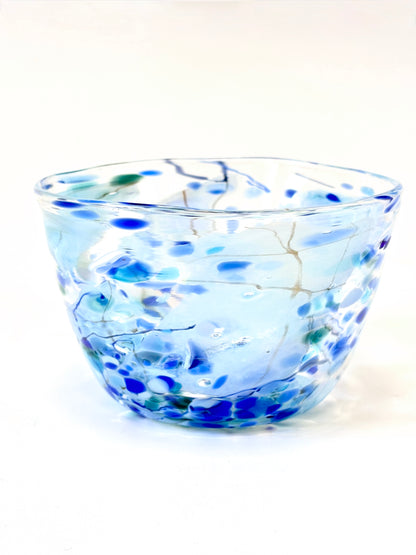 Handblown Glass Lolly Bowl - Blue Shard