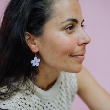 Mini Forget-Me-Not Flower Earrings in Blue & Yellow