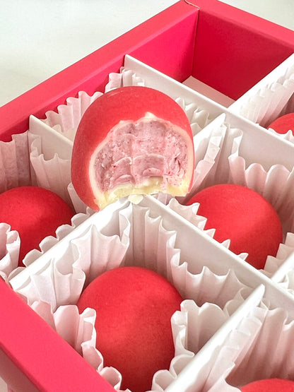 Raspberry & Mint White Chocolate Bonbons - Handcrafted  Box of 9