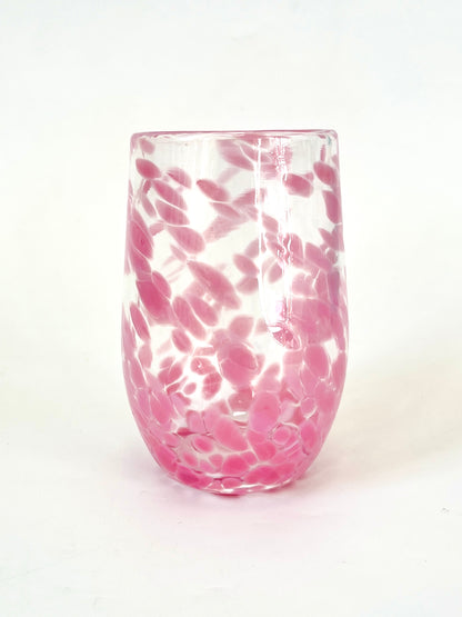 Handblown Glass Tumbler - Speckled Hot Pink