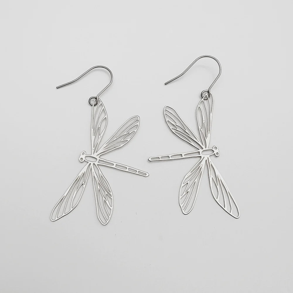 Dragonfly Earrings in Silver