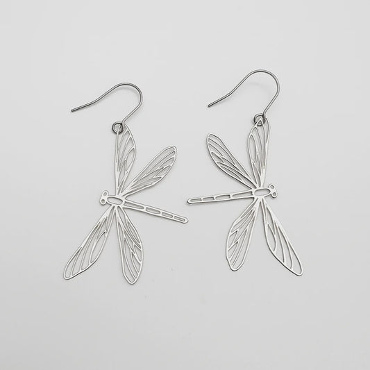 Dragonfly Earrings in Silver