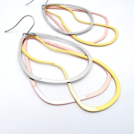 Tri-Shape Earrings in Mixed Metals