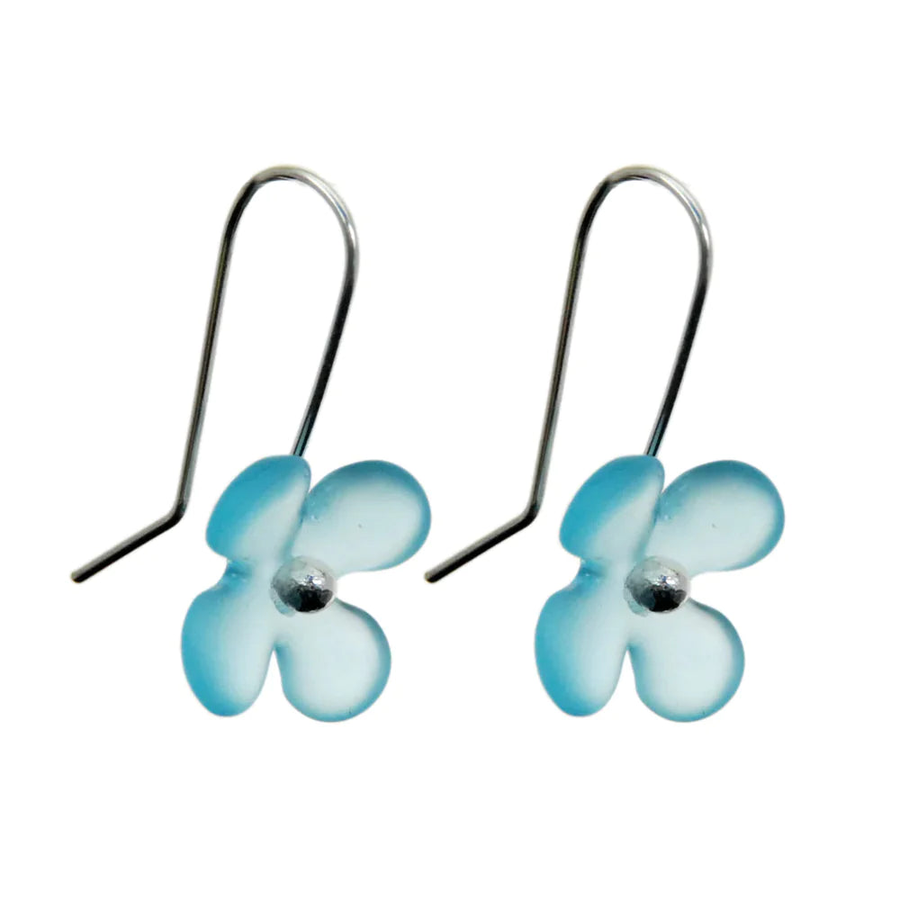 Hydrangea Flower Earrings - Light blue glass