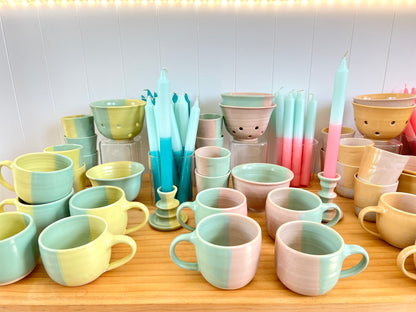 *Exclusive* Two-Toned Ceramic Mug - Lemon / Aqua