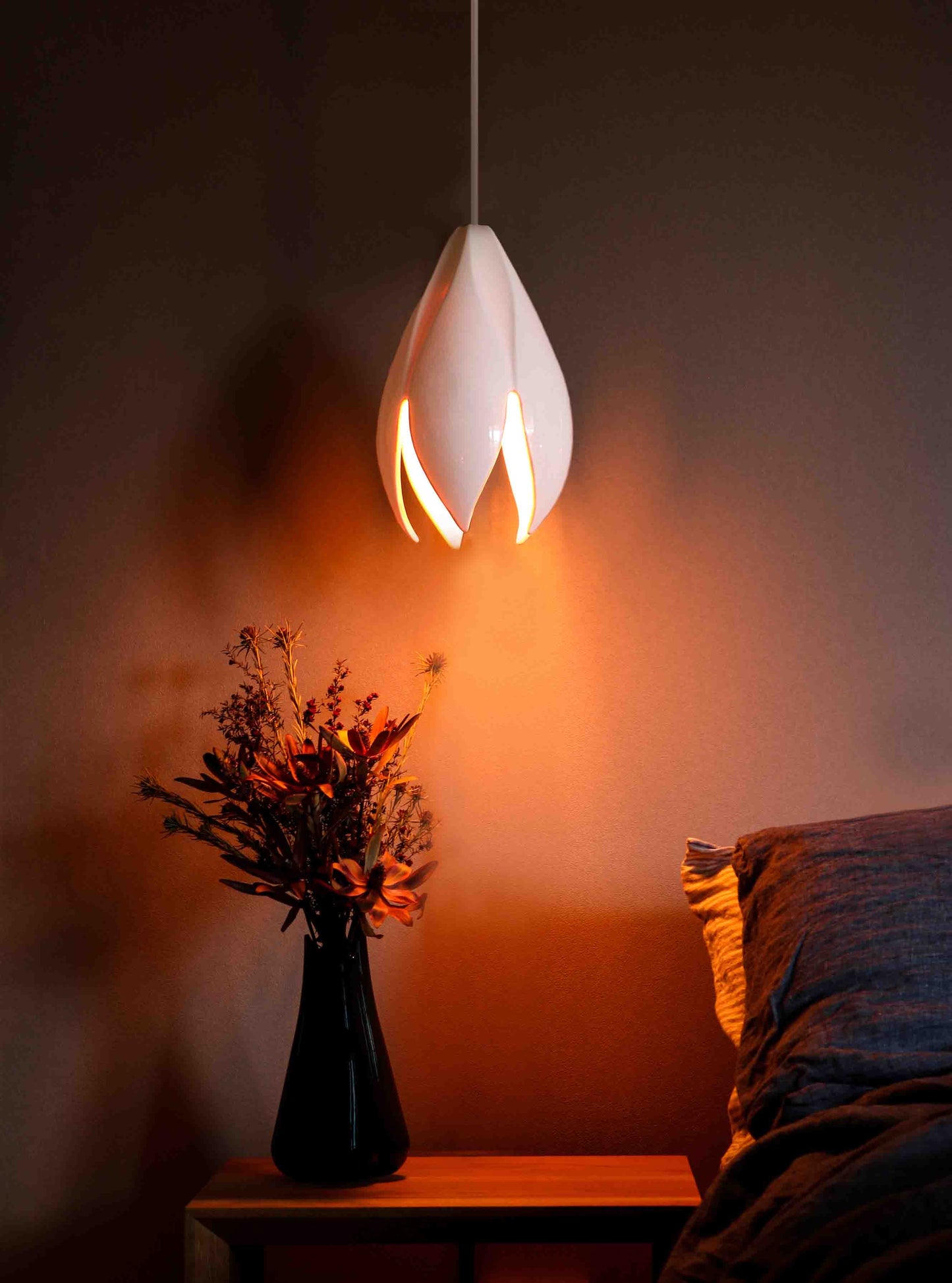 Drop Light - White with Copper Lustre