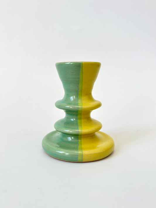 *Exclusive* Two-Toned Ceramic Candlestick - Lemon / Aqua