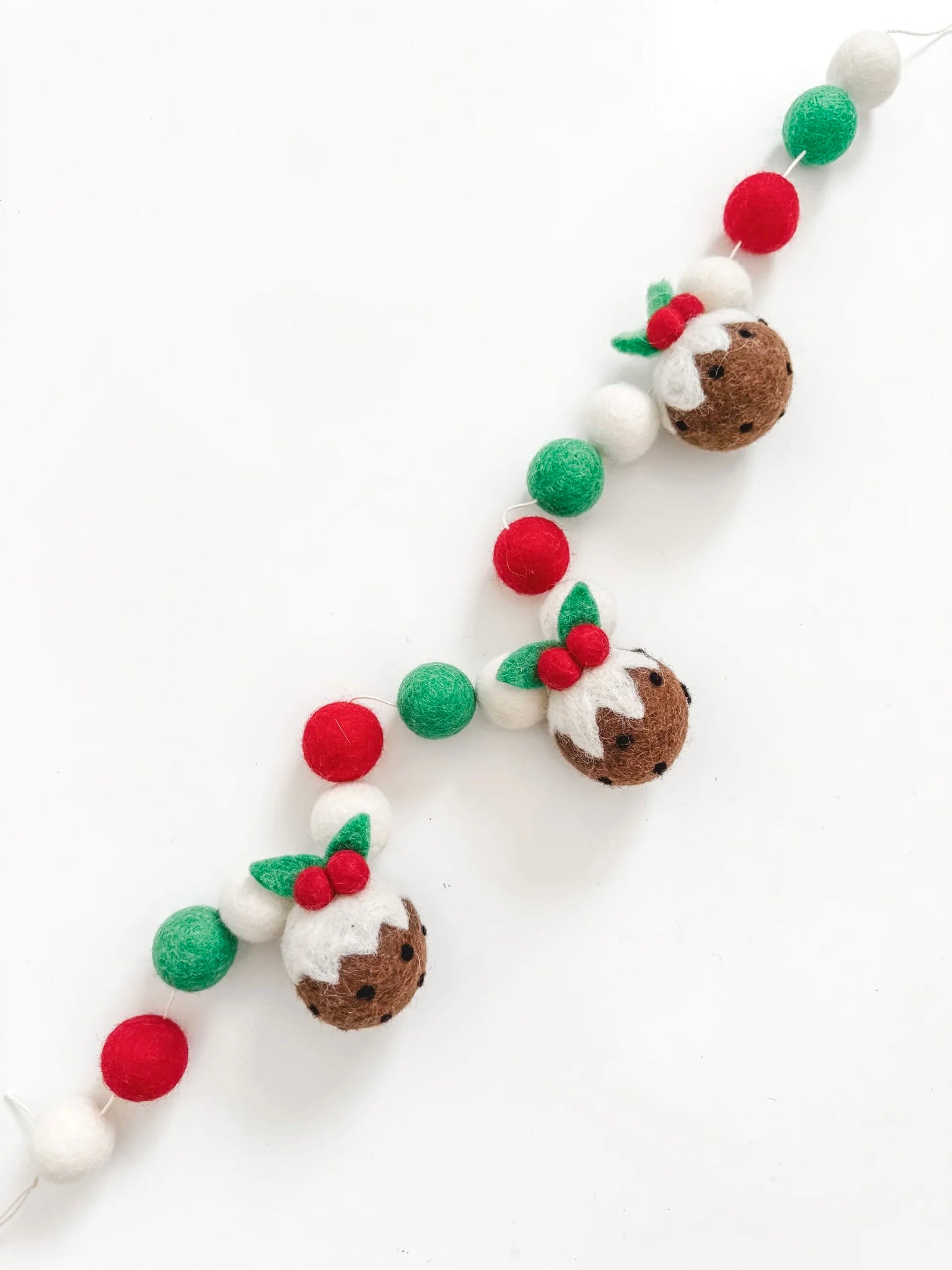 Felted Christmas Pudding Garland